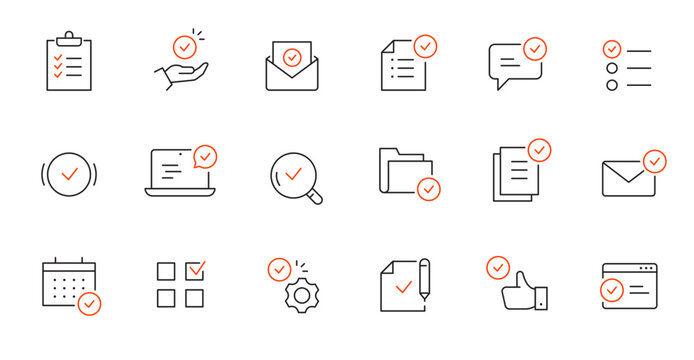 Document check, quality control line icon. Quality certificate, business quarantee mark outline editable stroke icon. Approve, confirm vector illustration.