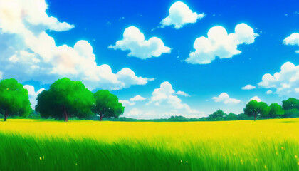 Artwork of grassy summer field