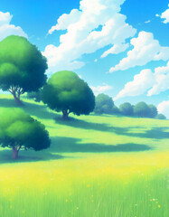Obraz na płótnie Canvas Artwork of grassy summer field
