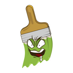 Vector of paint brush cartoon character with face expression.