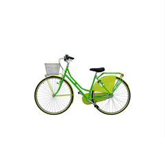 Green bicycle with basket