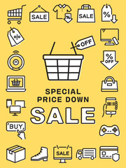 SALE　カラフルなラインアイコンセット