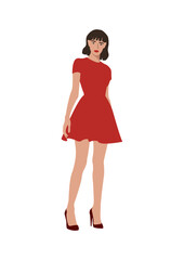 Business women collection. Vector illustration of standing cartoon women in fashion outfits. Isolated on white background.