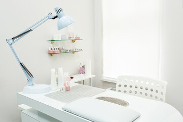 Room for manicure in the beauty salon. nail salon room - obrazy, fototapety, plakaty