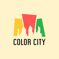 urban logo in red, yellow and green silhouette