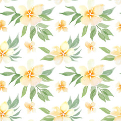 Watercolor gentle peach flowers seamless pattern.