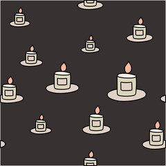 stylish candle seamless pattern on dark background