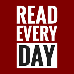 read every day with maroon background