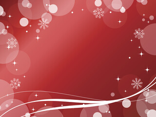 雪の結晶とパーティクル背景　横位置　レッド