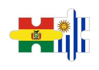puzzle pieces of bolivia and uruguay flags. vector illustration isolated on white background - obrazy, fototapety, plakaty