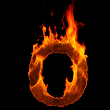 fire letter O - Large 3d demonic font - suitable for disaster, hell or global warming related subjects