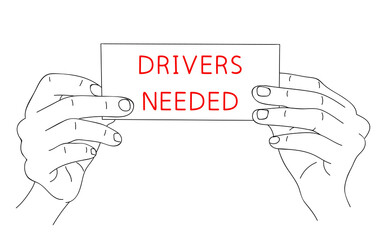 Drivers Needed. Car company hiring a workers. Cars and Trucks logistics business concept. Vector