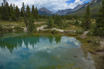 Ink Pots over Johnston Canyon in Banff National Park,Alberta,Canada,North America
