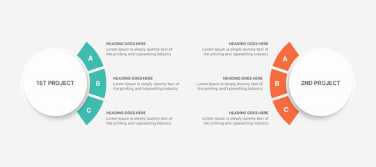 Comparison, Option, Circle, Infographic design template With work Flow Chart