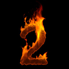 fire number 2 -  3d demonic digit - Suitable for disaster, hell or global warming related subjects