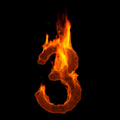 fire number 3 -  3d demonic digit - Suitable for disaster, hell or global warming related subjects