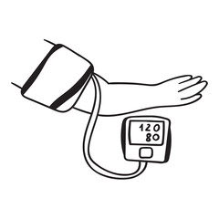 Medical concept. Blood pressure. Outline vector icon on white background.