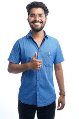 Smiling indian handsome asian male with positive expression posing.