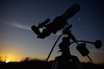 Astronomical telescope and equipment for observing stars, Milky way, Moon and planets.