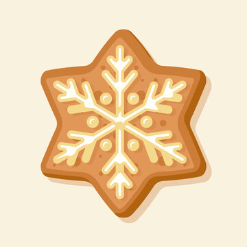 stock vector of cute snowflake gingerbread cookies. food for christmas.
