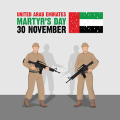 UAE Martyr's Day Vector Illustration. Suitable for greeting card poster and banner. Translation : Happy UAE Martyr's Day 