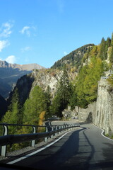 Road winding in high mountains, 360 degree bend