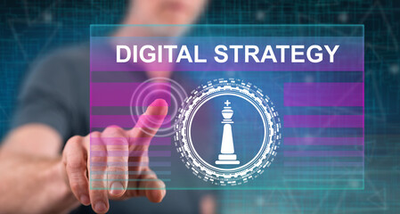 Man touching a digital strategy concept