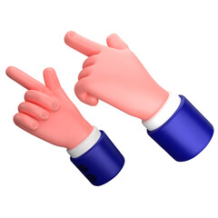 Businessman pointing two hand to the left gesture 3d illustration