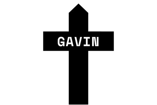 Gavin: Illustration eines schwarzen Kreuzes mit dem Vornamen Gavin