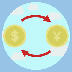 Financial exchange rate icon. Flat design. Minimal design.