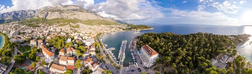 Fototapeta na wymiar Aerial view of Makarska in summer, Croatia