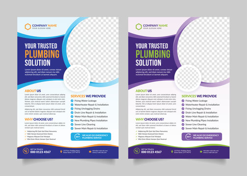 Plumbing Service Flyer Poster Leaflet Template Design