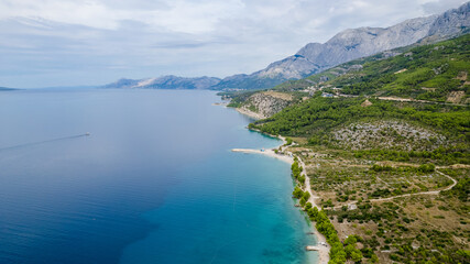 View of Tucepi waterfront in Krvavica, Dalmatia region of Croatia