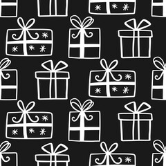 Gift box with ribbon Christmas holidays seamless pattern