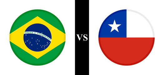 the concept of brazil vs chile. flags of brazilian and chilean. vector illustration