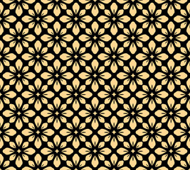 Flower geometric pattern. Seamless vector background. Gold and black ornament