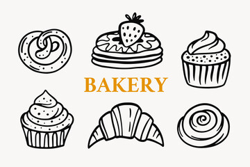 Bakery Hand drawn icon set