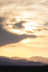 Golden hour sunset in the mountains