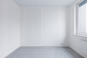 Empty concrete commercial space without finishing with partitions