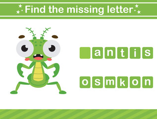 Find the missing letter of insect Educational game for kids