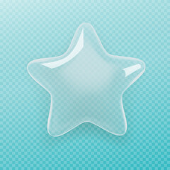 Realistic glass star on a transparent background. Mesh gradients EPS10
