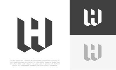 Fototapeta premium letter WH or HW initial logo design vector