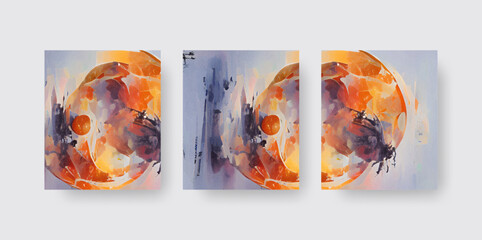 Abstract red orange color autumn design banners set.