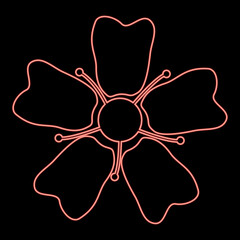 Neon flower sakura red color vector illustration image flat style