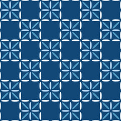 Japanese Embroidery Checkered Vector Seamless Pattern