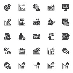 Economic crisis vector icons set