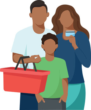 Black family with kid on shopping