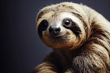 Fototapeta premium Portrait of a cute sloth in studio setting