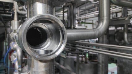 inside of industrial iron pipes after cleaning process in the production line