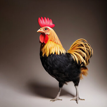 Proud rooster in studio setting
